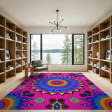Heritage Tribal Vibrant Pink Mandala Tribal Area Rug