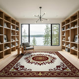 Ornate Red Gold Persian Medallion Rug