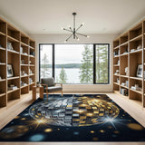 Disco Ball Mirror Gold Silver Rug