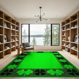 Green Green Shamrock Border Area Rug