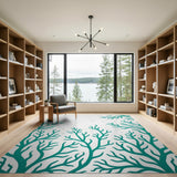 Teal Coral Seaweed Area Rug