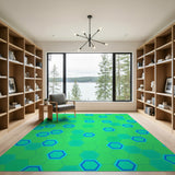 Vibrant Green Hexagon Geometric Area Rug
