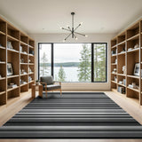 Black and White Geometric Modern Bold Black White Horizontal Stripe Area Rug