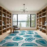 Teal Whimsical Pear Fruit Pattern Area Rug