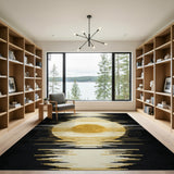 Gold Sunburst Geometric Area Rug