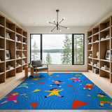 Multi-color and Patterns Playful Kids Flying Kites Cartoon Area Rug