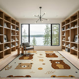 Adorable Cartoon Bear Leaf Pattern Rug