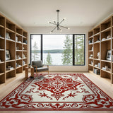Red Ornate Red Mandala Persian Rug