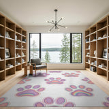 Rainbow Multi-color and Patterns Rainbow Paw Print Kids Area Rug