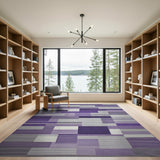 Purple Purple Geometric Block Stripe Area Rug