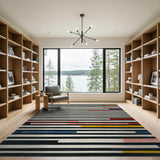 Bold Geometric Multi-Color Striped Area Rug