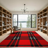 Plaid Red Bold Red Black Plaid Area Rug