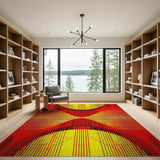 Vibrant Red Yellow Geometric Abstract Area Rug