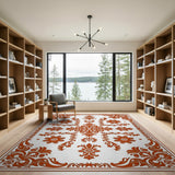 Ornate Orange Traditional Persian Rug