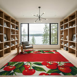 Fruit Pattern Red Cherry Fruit Pattern Area Rug