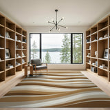 Brown and Tan Wavy Layers Brown Tan Abstract Area Rug