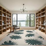 Oversized Teal Leaf Silhouette Area Rug
