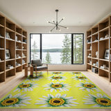 Floral Vintage Sunny Yellow Daisy Floral Area Rug