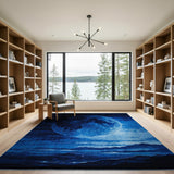 Starry Indigo Moon Over Mountains Rug