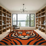 Geometric Modern Bold Orange Tiger Face Area Rug