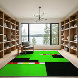 Multi-color and Patterns Vibrant Green Geometric Block Area Rug