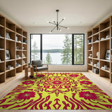 Vibrant Red Floral Persian Area Rug