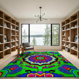 Geometric Modern Multi-color and Patterns Vibrant Starburst Multi-Color Geometric Area Rug