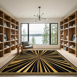 Black Gold Sunburst Geometric Area Rug