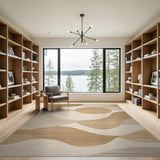 Beige and Neutral Beige Neutral Abstract Wave Area Rug