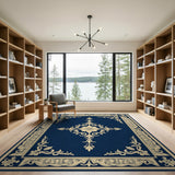 Floral Vintage Navy Blue Floral Vintage Area Rug