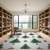 Festive Christmas Tree Snowflake Pattern Rug