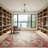 Vintage Blush Peony Floral Vintage Area Rug