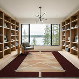 Tan Geometric Line Rug with Brown Border