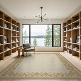 Beige Area Rug with Tan Tribal Border