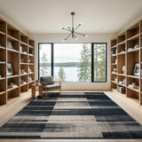 Black and White Distressed Black White Geometric Area Rug