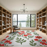 Vibrant Red Floral Area Rug