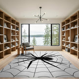 Black Spider Web Silhouette Area Rug