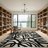 Black Swirl Abstract Area Rug