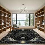 Black and White Gothic Spider Web Area Rug