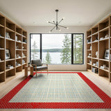 Vibrant Multi-Color Dot Matrix Area Rug with Red Polka Border