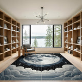 Cosmic Full Moon Night Sky Area Rug