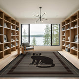 Grey Black Cat Silhouette Area Rug