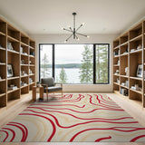 Red Wavy Contour Area Rug