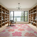 Pink Blush Pink Hibiscus Floral Area Rug