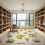 Yellow Whimsical Yellow Mushroom Area Rug
