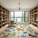 Playful Cartoon Safari Animals Kids Rug