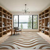 Geometric Modern Wavy Brown Zebra Stripe Area Rug