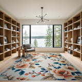Creamy Peach Blossom Floral Area Rug