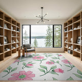 Floral Vintage Pink Delicate Pink Blossom Floral Area Rug