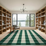 Green Rustic Farmhouse Green Plaid Checkered Area Rug